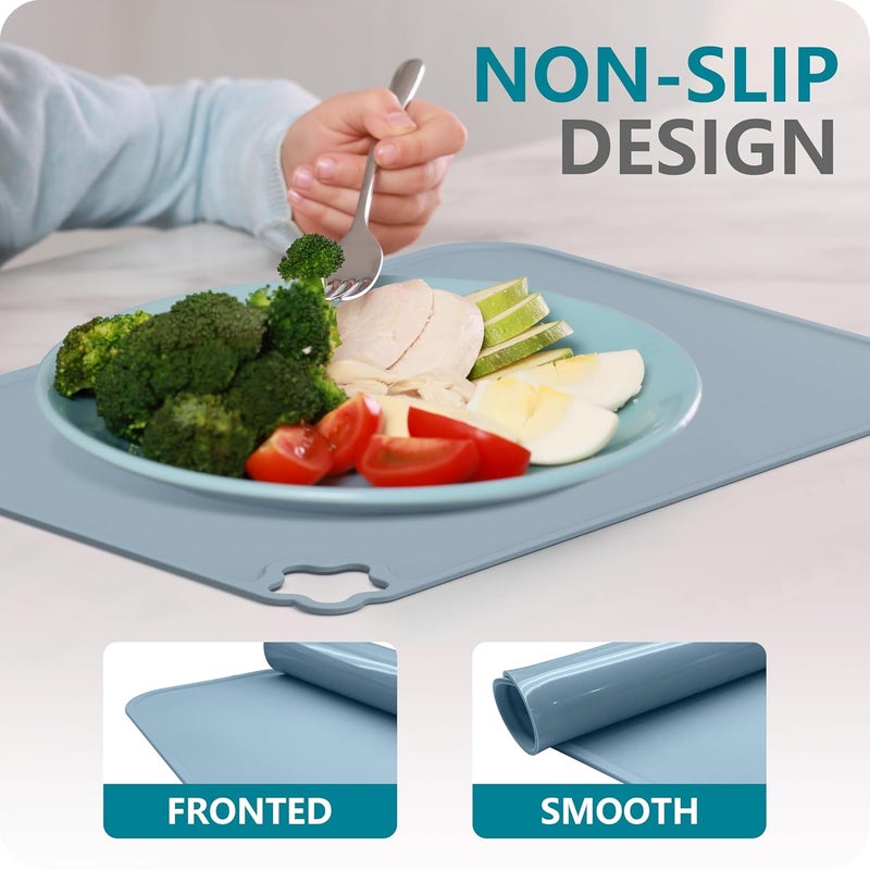 Cutebe Silicone Placemat for Toddles Kids Non-Slip Reusable Portable Kids Placemats for Dinning Table Heat Resistant Placemats, Baby Placemat Stain Resistant Silicone Mat for Dining Table 3 Pack - Image 5